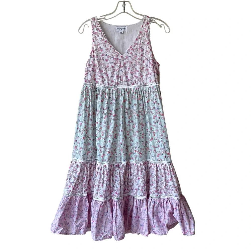 LOVESHACKFANCY x Target Camille Mixed Floral Tiered Midi Dress - Picture 4 of 10